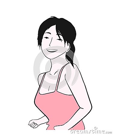 Happy relaxed young woman outdoors Cartoon Illustration