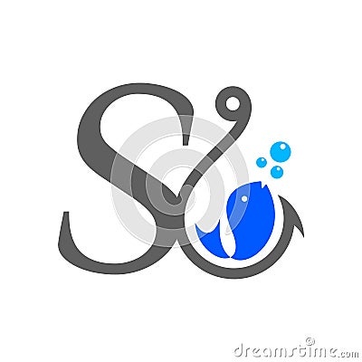 Initial S hook and fish Vector Illustration