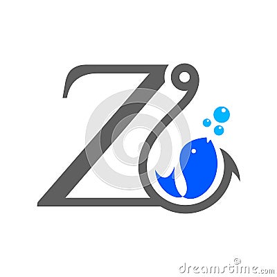 Initial Z hook and fish Vector Illustration