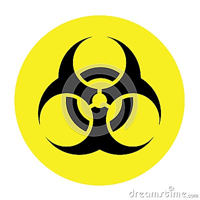 Yellow Danger Coronavirus Biohazard Warning. Biohazard symbol, sign of biological threat alert . Lockdown pandemic stop Coronaviru Vector Illustration
