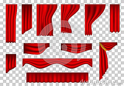 Realistic theater curtains, stage cinema, red background template decorations, movie , ceremony , presentation , modern template w Vector Illustration