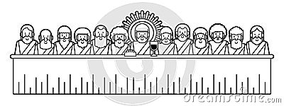 Jesus and twelve disciples last supper cartoon graphic vector Vector Illustration