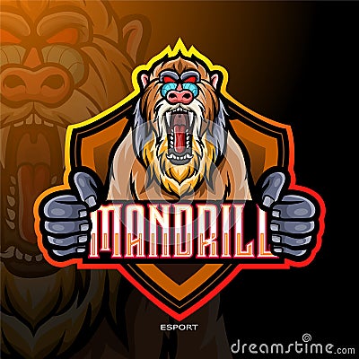 Angry Mandrill esport logo mascot design Vector Illustration