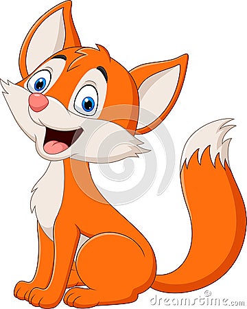 Cartoon cute baby fox isolated on white background Vector Illustration