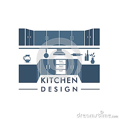 Cabinet Furniture Kitchen Set Interior Graphic Vector Logo Design Vector Illustration