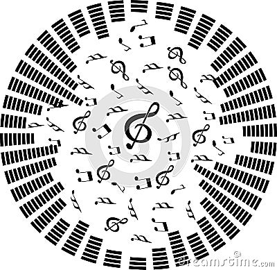 Music icons and sound bars round desiign Vector Illustration