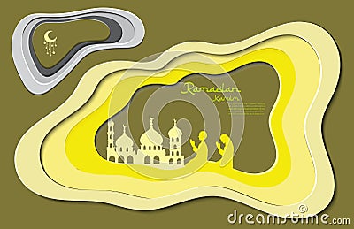 A vector/illustration ramdan kareem, with muslim are praying. Vector Illustration