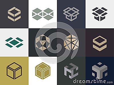 Set of Premium box logo design Vector Illustration