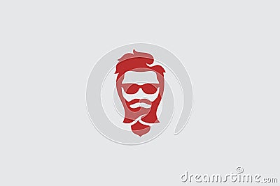 Rose and beard logo Vector Illustration