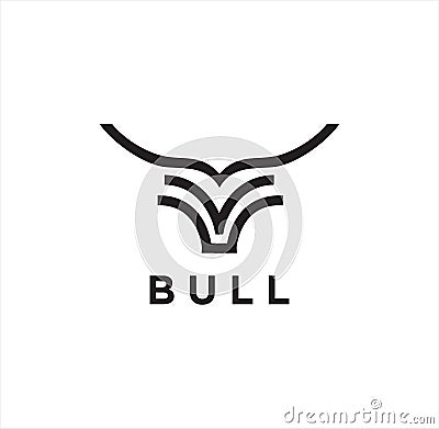 Simple Unique Cattle Logo Linear Design, bovines,bison, water buffalo, Taurus And Simple Abstract Bull Logo Line Art Design Illust Vector Illustration