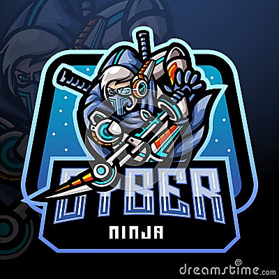 Cyber ninja esport logo mascot design. Vector Illustration