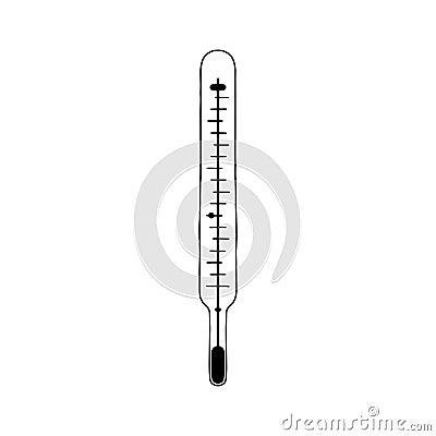 Linear mercury thermometer, medical. Vector Illustration