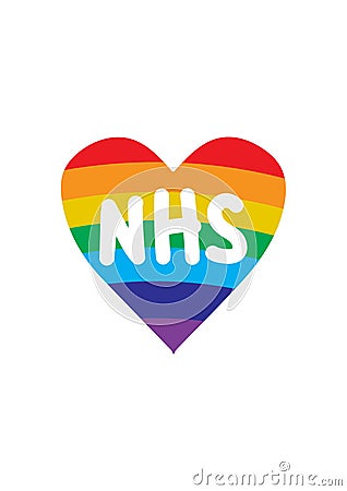 Thank you NHS rainbow loveheart vector Vector Illustration