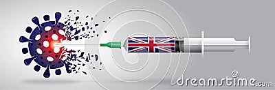 Corona vaccine vector 3D illustration, country flag concept. Vector Illustration