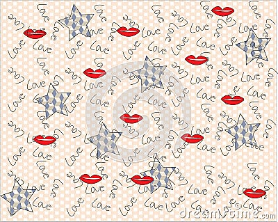 Love lips and stars, valentines concept Stock Photo