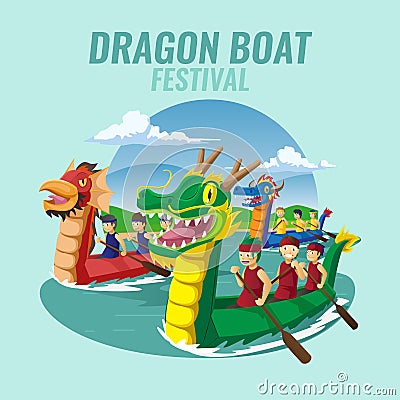 Dragon Boat Race Festival background Vector Illustration