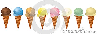 8 flavors of ice cream illustration border Vector Illustration