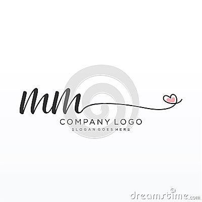 MM Initial handwriting logo design Vector Illustration