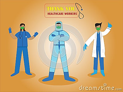 Thank you doctors and medical staff for all your contributions, brave, selfless that you do to keep us well to survive from covid1 Vector Illustration