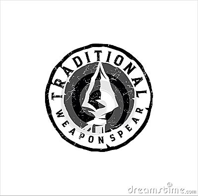 Native Indian Spear Arrowhead Logo Design, Hunting, Hunt, Hunter Vintage Grunge Retro Hipster Logo Design Vector Illustration
