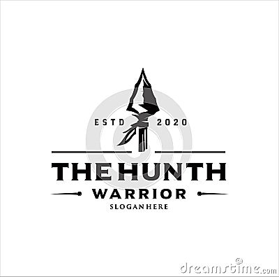 Arrowhead Spear Hunting Hipster Logo Design Vintage Hipster Retro Vector Illustration