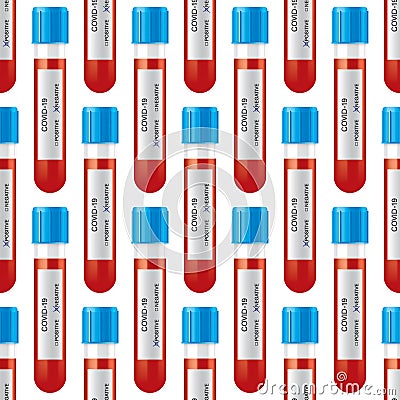 COVID-19 blood tubes seamless vector pattern. Vector Illustration