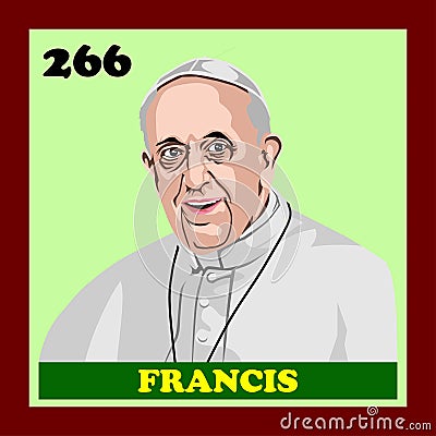 266th Catholic Pope Francis Vector Vector Illustration