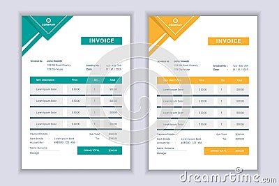 Business invoice form template. Vector Illustration