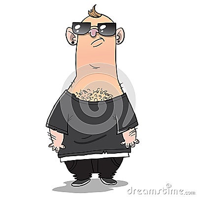 Hipster dressed in all black standing Vector Illustration