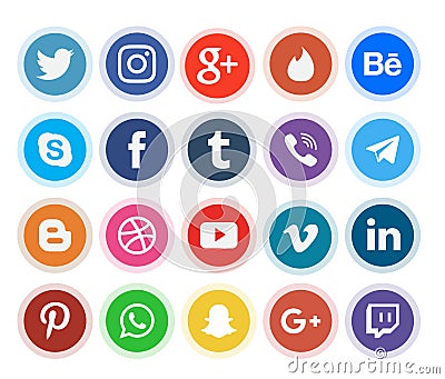 Network communication social media icons Vector Illustration