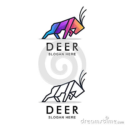 Strong deer colorful logo design Vector Illustration