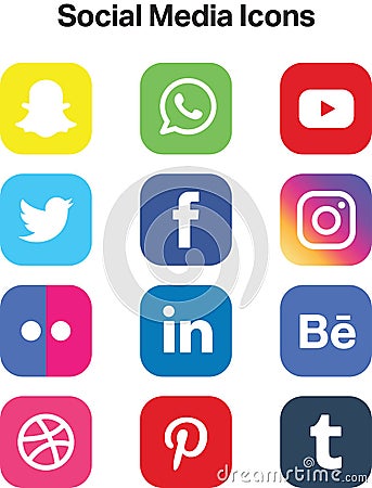 Social media icon set for any kind of use Editorial Stock Photo