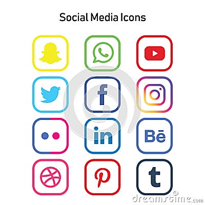 Social media icon set for any kind of use specially for web and graphic design Editorial Stock Photo