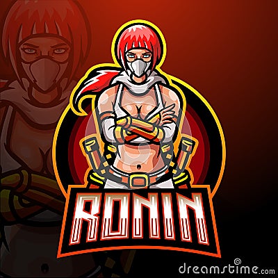 Ronin esport mascot logo design Vector Illustration