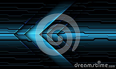 Abstract blue metallic arrow direction on dark circuit cyber pattern design modern futuristic technology background vector Vector Illustration