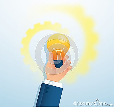 Hand holding light blub. creative concept. vector illustration EPS10 Vector Illustration