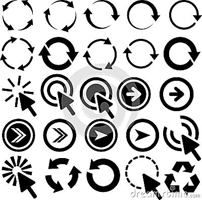 Arrow round circle pointer icons Editorial Stock Photo