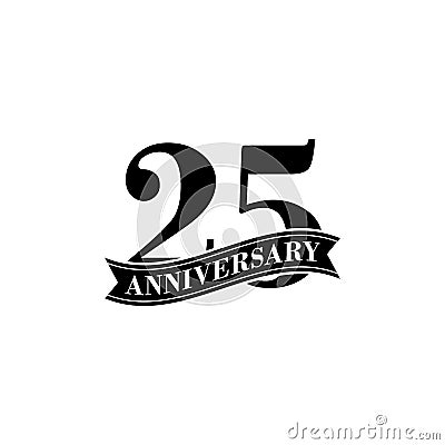 25 Years Anniversary Vector Logo Design Template. 25th Birthday Celebration. Vector Illustration