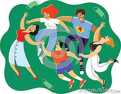 Dance of the end of corona virus quarantine Vector Illustration