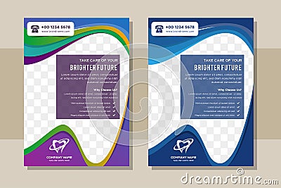 Dental document templates with tooth shape for space of photo or picture Vector Illustration