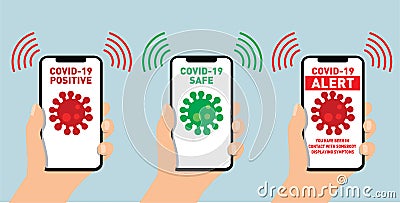 Coronavirus contact tracking app smartphones vector Vector Illustration