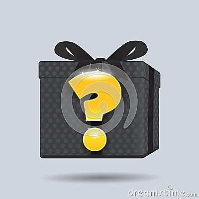 Mystery gift silhouette with glowing question mark vector illustration Vector Illustration