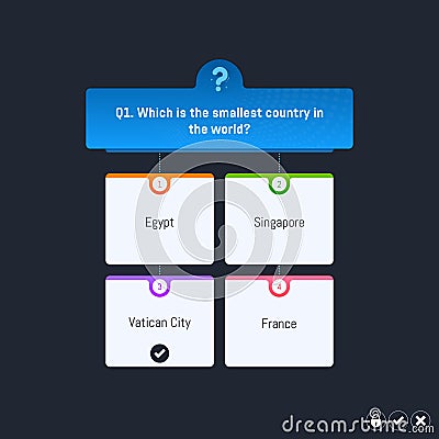 Quiz, Exam, Social media quiz game template & background, Question, Objective question for team building activities, Assessment Vector Illustration