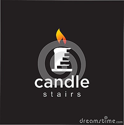 Stair Candle logo template design on black background . Light Logo Design Vector Stock Vector Illustration