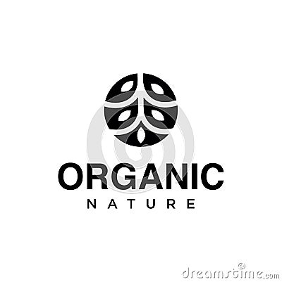 Circle Tree Logo Nature Black silhouette Vector Template . Organic leaf logo designs inspiration Vintage Retro Hipster Vector Illustration