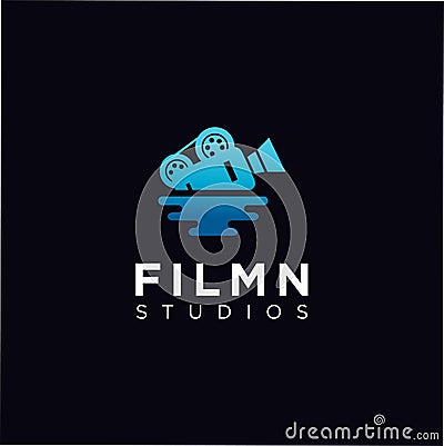 Floating Movie Video Cinema Cinematography Film Production Logo Design Template Vector Illustration