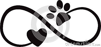 Print Infinity Love And Paw Tattoo Logo. Vector Illustration