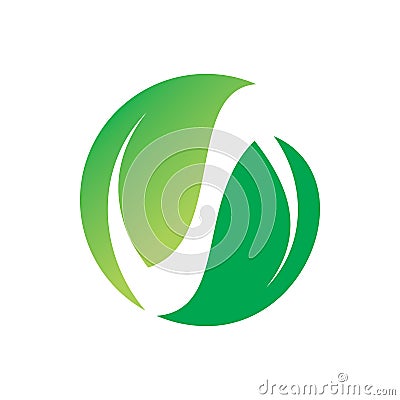 Circle green nature leaf recycle balance yin yang logo design Vector Illustration