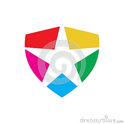 Creative full color secure shield star logo design Vector Illustration