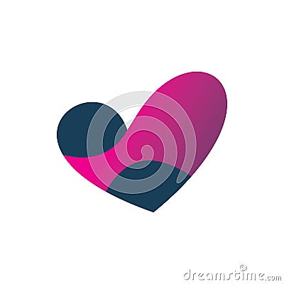 3d full color love hearth shape logo design Vector Illustration